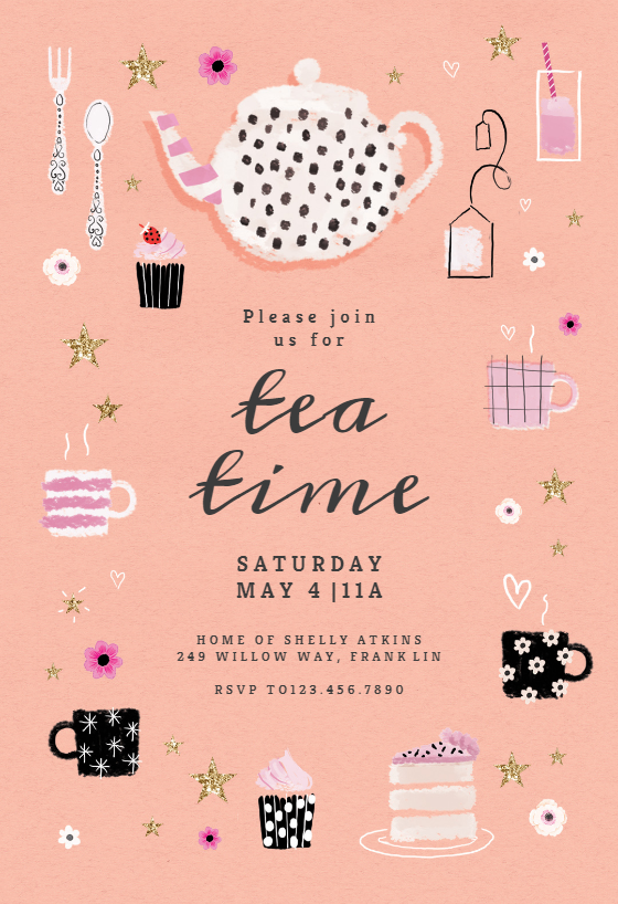 Tea Party Bridal Shower Invitation Template (Free) Greetings Island